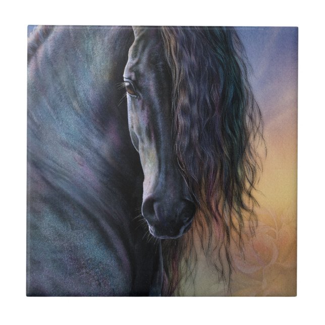 Black Beauty Art Tile Fliese (Vorderseite)