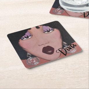 "Black Beauty Diva" CARRÉ DESSOUS DE VERRE PAPIER