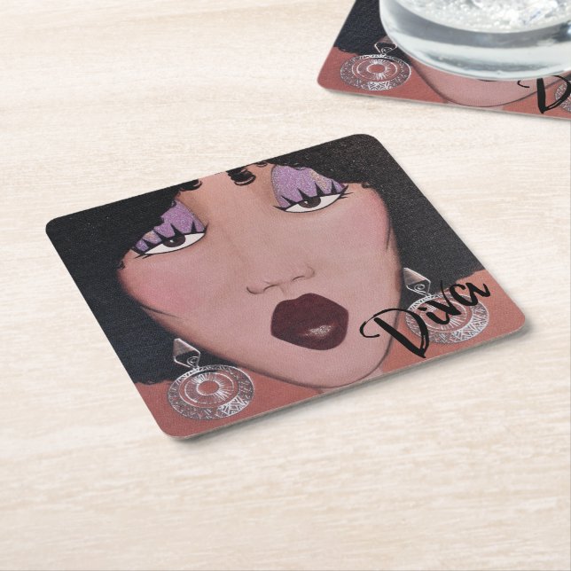 "Black Beauty Diva" SQUARE PAPER UNTERSETZER (angewinkelt)