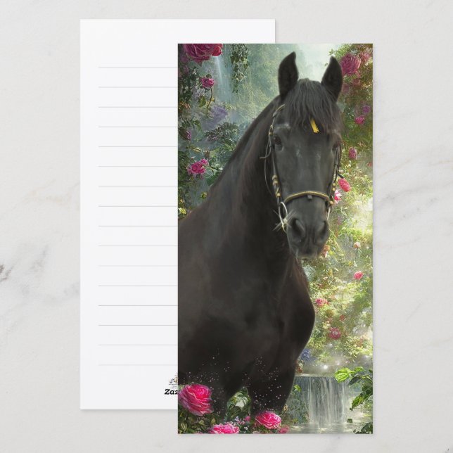 Black Beauty Friesian Horse - Carte de voeux (Devant / Derrière)