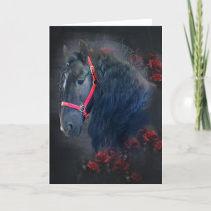 Black Beauty Friesian Horse - Carte de voeux