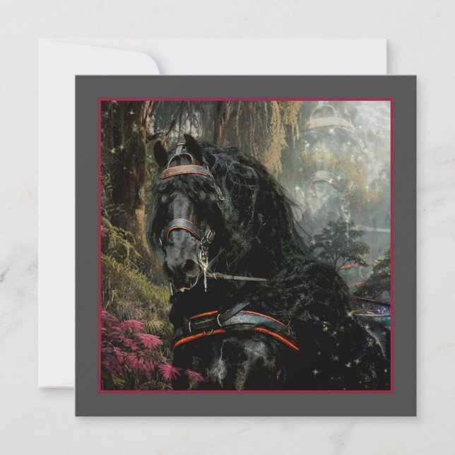 Black Beauty Friesian Horse - Carte de voeux (Devant)