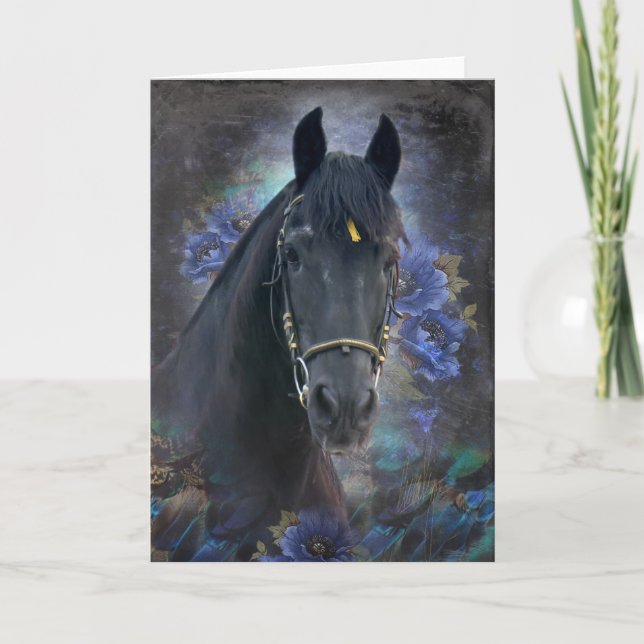 Black Beauty Friesian Horse - Carte de voeux (Devant)