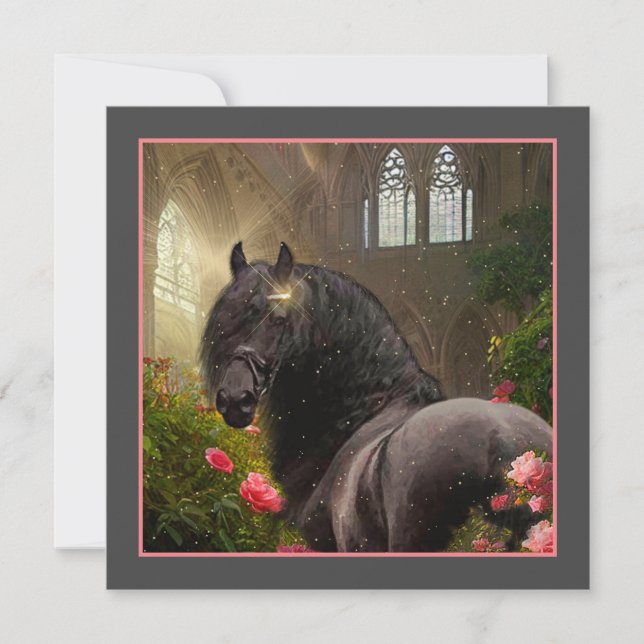 Black Beauty Friesian Horse - Carte de voeux (Devant)
