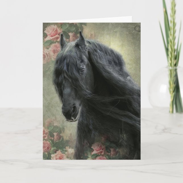 Black Beauty Friesian Horse - Carte de voeux (Devant)