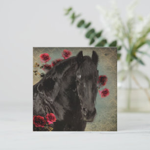 Black Beauty Friesian Horse - Grußkarte Dankeskarte