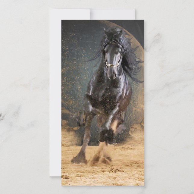 Black Beauty Friesian Horse - Grußkarte Dankeskarte (Vorderseite)