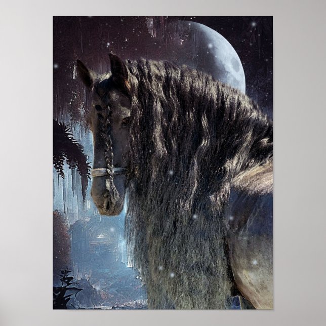 Black Beauty Friesian Horse - Poster (Devant)