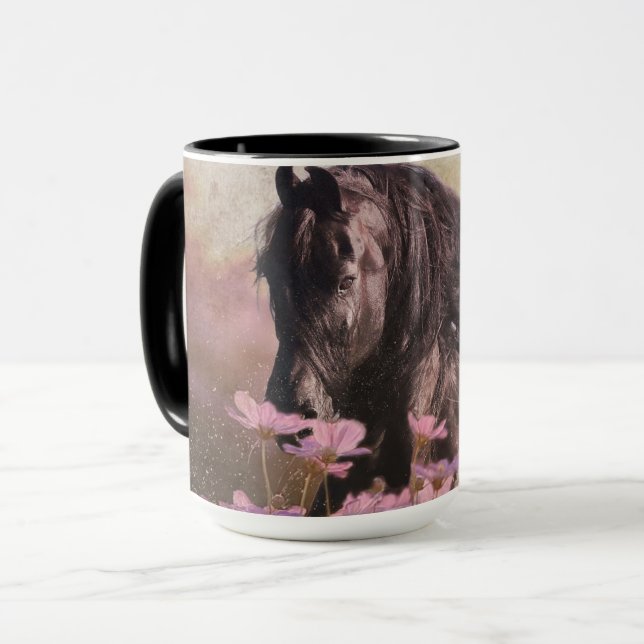 Black Beauty Friesian Horse - Tasse, Cup, Trinkbeh Tasse (Vorderseite Links)