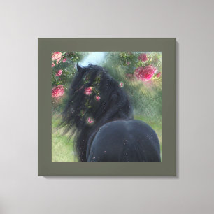 Black Beauty Friesian Horse - Wrapped Canvas Leinwanddruck