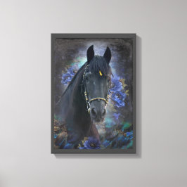 Black Beauty Friesian Horse - Wrapped Canvas Leinwanddruck