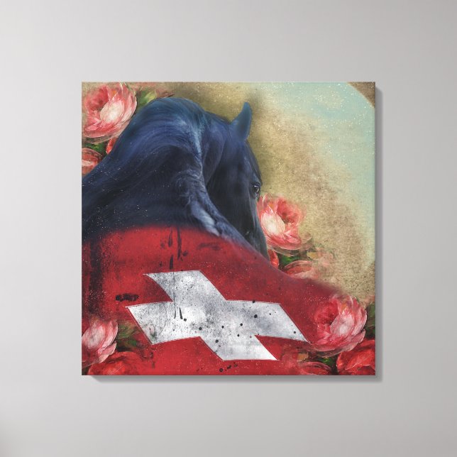 Black Beauty Friesian Horse - Wrapped Canvas Leinwanddruck (Vorderseite)