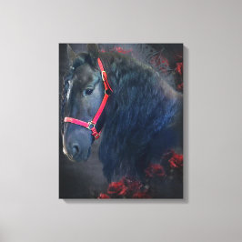 Black Beauty Friesian Horse - Wrapped Canvas Leinwanddruck