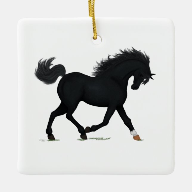 Black Beauty Horse Pony Equestrian Charm Durant Keramikornament (Vorderseite)