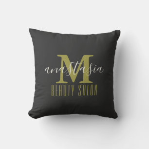Black Beauty Salon von Anastasia Monogram Kissen