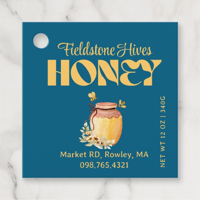 Black Bee Honey Label Metallic Gold Text  (Vorderseite)