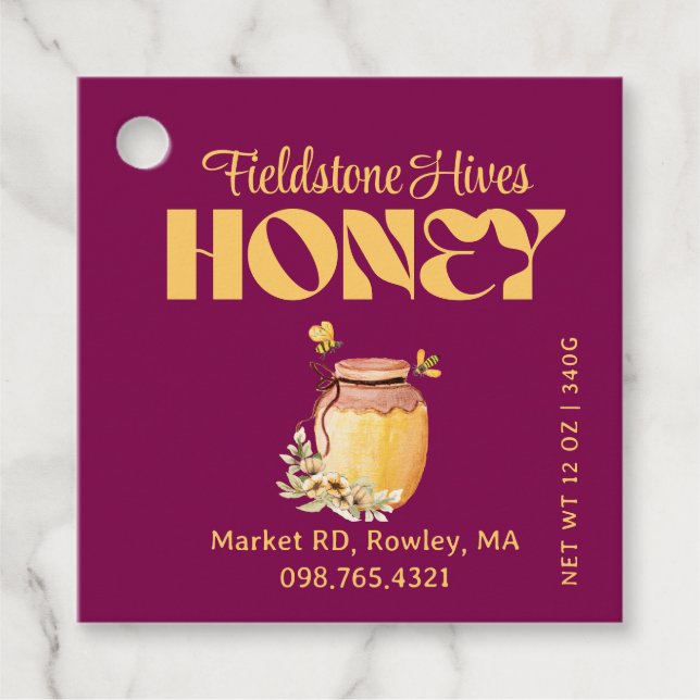 Black Bee Honey Label Metallic Gold Text  (Vorderseite)