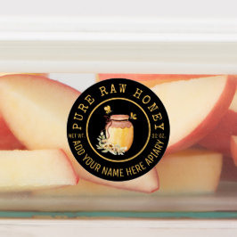 Black Bee Honey Label Metallic Gold Text  Etiketten