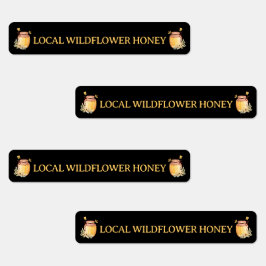 Black Bee Honey Label Metallic Gold Text Etiketten