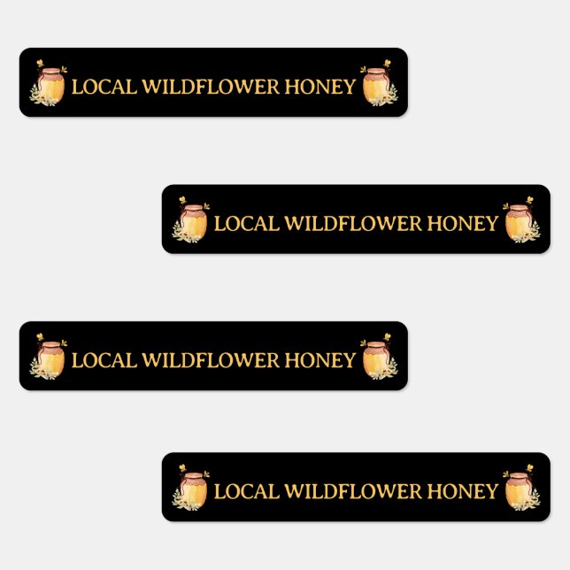 Black Bee Honey Label Metallic Gold Text Etiketten (Gruppe)