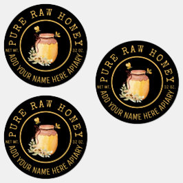 Black Bee Honey Label Metallic Gold Text  Etiketten