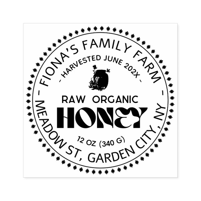 Black Bee Honey Label Metallic Gold Text  Gummistempel (Prägung)