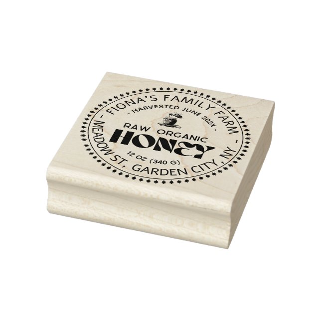 Black Bee Honey Label Metallic Gold Text  Gummistempel (Stempel)