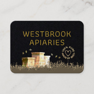 Black Beehives Apiary Tag mit Gold Heart und Biene