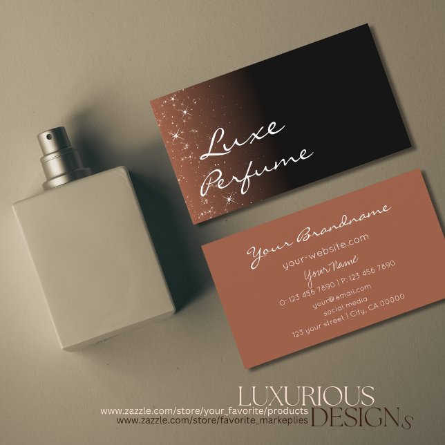 Black Beige Brown Glitzer Stars Elegant und modern Visitenkarte (Von Creator hochgeladen)