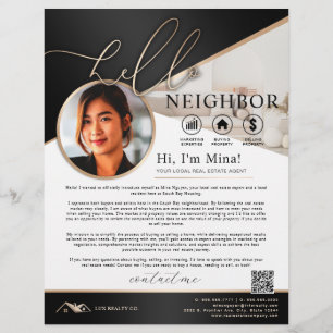 Black & Beige Hello Neighbor Realtor Einführung Flyer