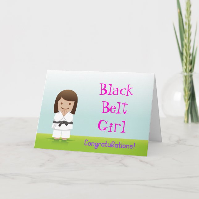 Black Belt Girl Herzlichen Glückwunsch Karte für K (Vorderseite)