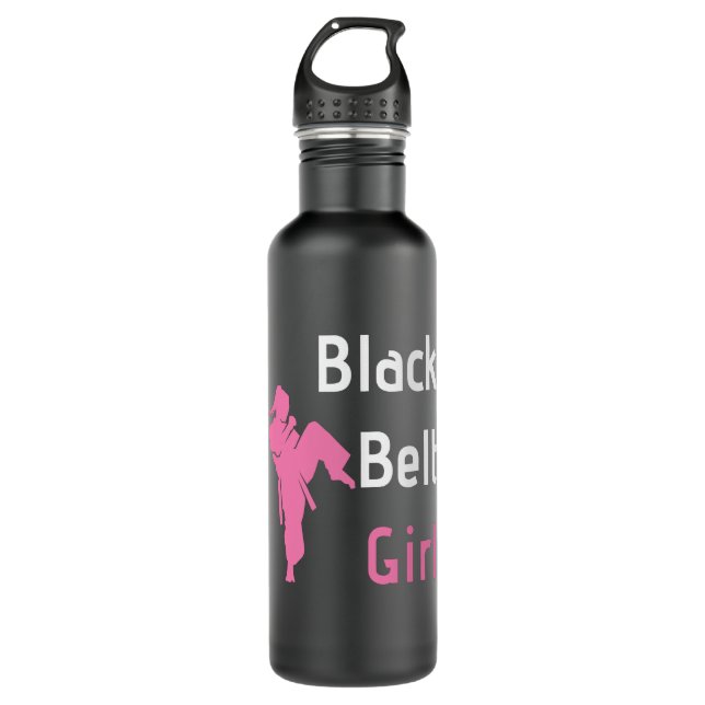 Black Belt Girl Karate Martial Arts Edelstahlflasche (Vorderseite)