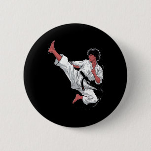 Black Belt Karate Fighter Button