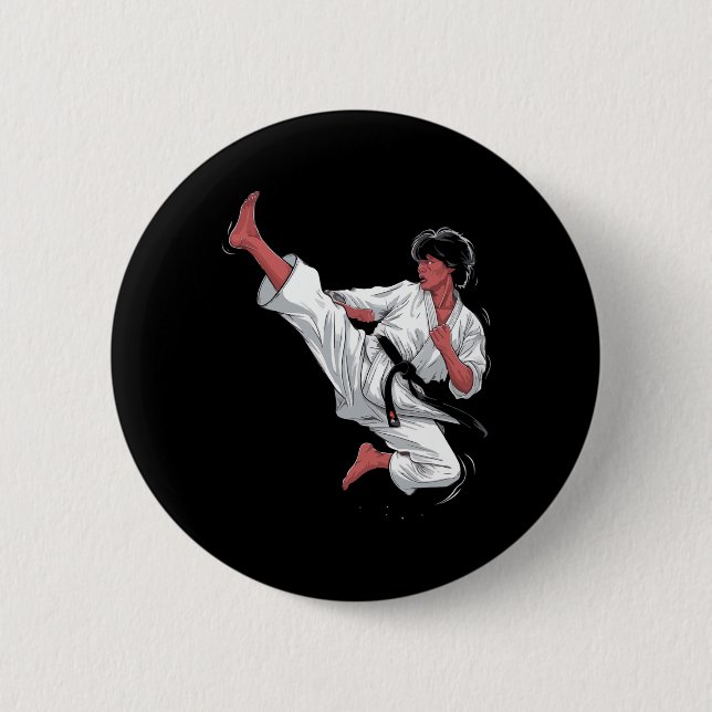 Black Belt Karate Fighter Button (Vorderseite)