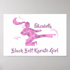 Black Belt Karate Girl Pink Lila Moderner Chic Poster