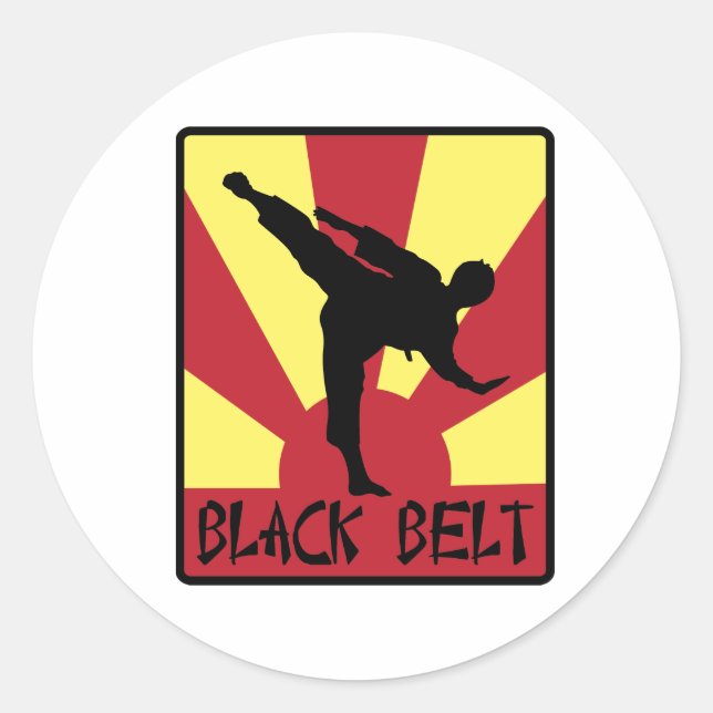 Black Belt Karate Runder Aufkleber (Vorderseite)