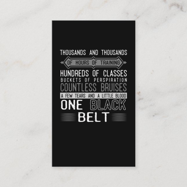 Black Belt Karate Taekwondo Jiu Jitsu Motivation Visitenkarte (Vorderseite)
