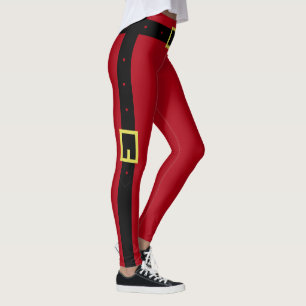 Black Belt Red Modern Christmas Leggings Cadeau