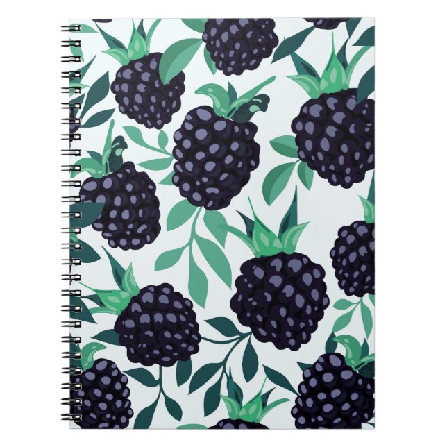 Black Berry Tropical: Frucht nahtloses Muster Notizblock (Vorderseite)