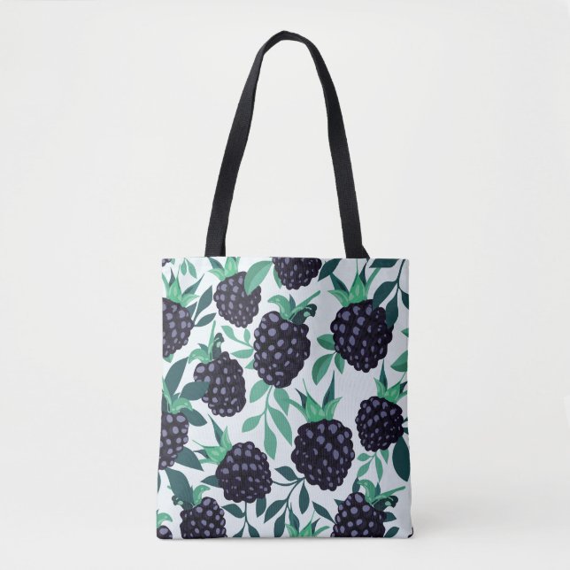 Black Berry Tropical: Frucht nahtloses Muster Tasche (Vorderseite)