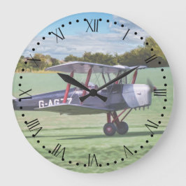 Black Bi plane wall clock with Roman/minute dial Große Wanduhr