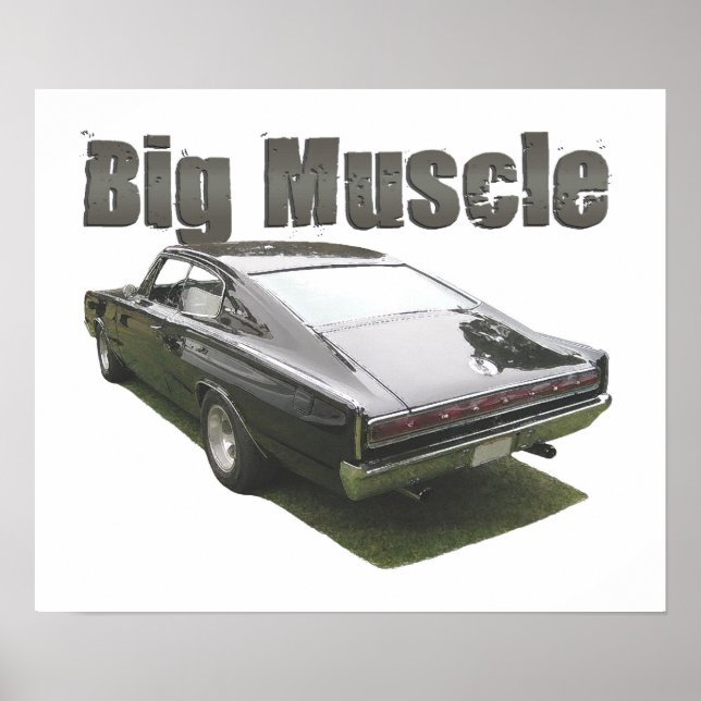 Black "Big Muscle" 1967 Dodge Charger Poster (Vorne)