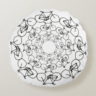 black bikes in circles rundes kissen