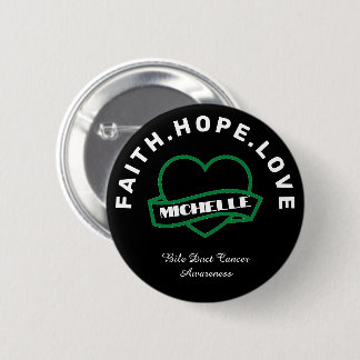 Black Bile Duct Cancer Awareness Green Heart Button