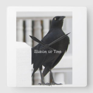 Black Bird Clock Quadratische Wanduhr