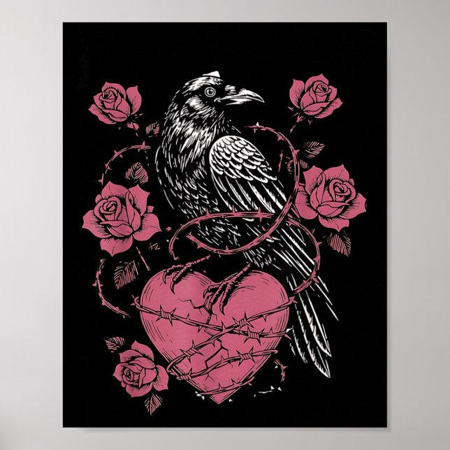 Black Bird F-caw-f Funny Valentines Day  Poster (Vorne)