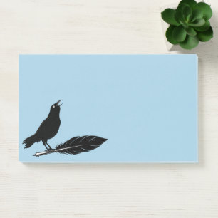 Black Birds Feather Pen Raven Post-it Notes Klebezettel