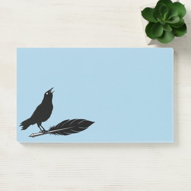 Black Birds Feather Pen Raven Post-it Notes Klebezettel (Büro)