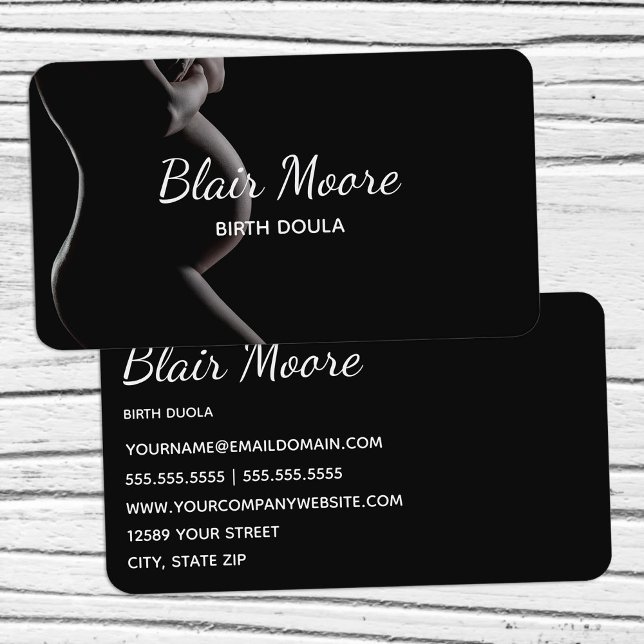 Black Birth Doula Midwomen Pregnancy Business Card Visitenkarte (Black Birth Doula Midwife Pregnancy Business Cards)