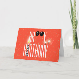 Black Birthday Balloons mit Sparklern Karte